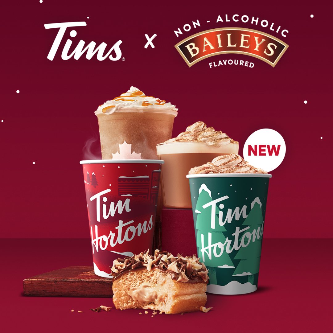 The Tim Hortons holiday menu is back including the return of Baileys flavoured non-alcoholic menu items